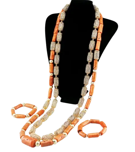 Authentic African Coral Beads, Bride Complete Set Coral Beads, Wedding Jewelry Accessories