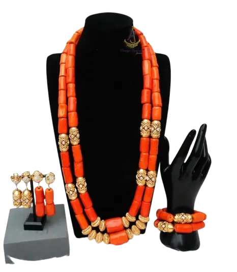 Authentic African Coral Beads, Bride Complete Set Coral Beads, Wedding Jewelry Accessories